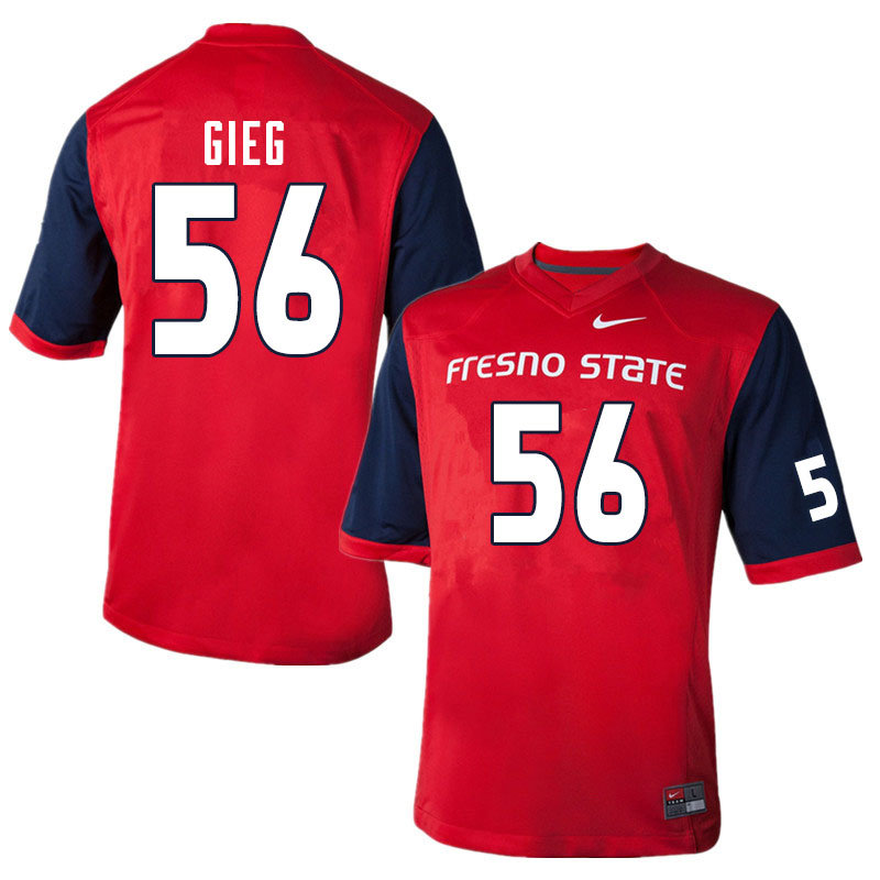 Men #56 Zack Gieg Fresno State Bulldogs College Football Jerseys Sale-Red
